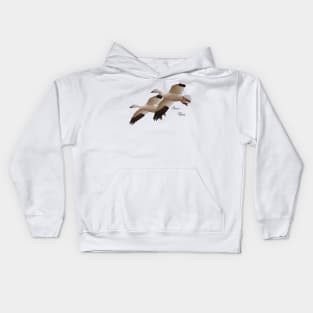 Snow Geese Pair in Flight Kids Hoodie